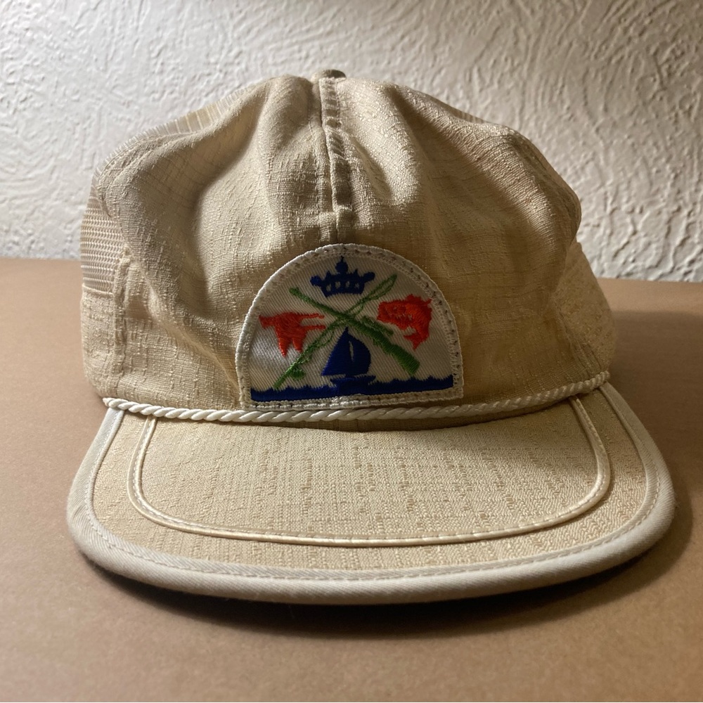 Haband 60s(?) Vintage Captain Cap Sailing Hunting Fishing Crown Tan